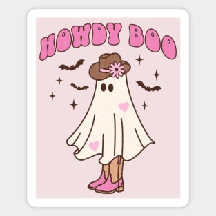 Western Retro Halloween Ghost Happy Howdy Boo Pink Magnet